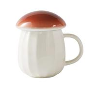 AOKODA Taza de cerámica con Forma de Hongo, Tazas Encantadoras, Taza con Forma de Hongo, Taza de café con Leche con Tapa y asa para el hogar y la Oficina