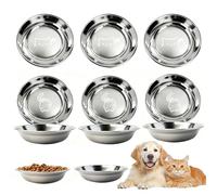 Aoksily 6 Artículos Comedero Gato,Comedero para Gatos de Acero Inoxidable Apilable, Transportar, con un Diseño de Base Plana.Adecuado para Alimentar y Dar de Beber a Gatos o Perros Pequeños.