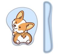 AOKSUNOVA Alfombrilla de ratón 3D con cojín de gel ergonómico Corgi azul reposamuñecas teclado