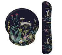 AOKSUNOVA Alfombrilla de ratón ergonómica con reposamuñecas con cojín de gel, reposamuñecas, teclado y flores