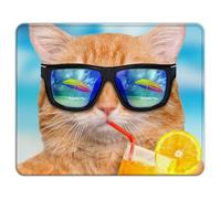 AOKSUNOVA Alfombrilla de ratón pequeña con diseño de Gato con Gafas (21 x 26 cm)
