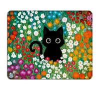AOKSUNOVA Alfombrilla de ratón pequeña con diseño de Gato y Flores, 21 x 26 cm