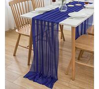 AOKSUNOVA Camino de Mesa Azul Chifón Azul Real Tul Tela Decorativa 300 x 75 cm