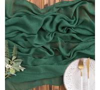 AOKSUNOVA Camino de Mesa de Muselina, Tela Decorativa, Gasa, Camino de Mesa, paño para Queso, Boda, Color Verde Oscuro, 4 m x 80 cm