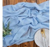 AOKSUNOVA Camino de mesa de Navidad Tela de decoración de boda Camino de mesa azul claro Estopilla 3m x 80cm Azul aguamarina