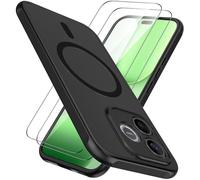 AOKUMA Honor 600 Lite Funda Magnética para MagSafe,con 2 Protector Pantalla,Carcasa para Honor 600 Lite Case, Matt Translúcido Resistente a Los Arañazos Espalda,[Tacto de la Piel][Antigolpes]-Negro