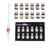 AOKUY Juego de bolígrafos de cristal para caligrafía, 12 tintas coloridas, juegos de caligrafía para arte, escritura, firma, decoración, regalo