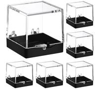 AOKWAWALIY 12 Vitrinas Transparentes para Muestras Cajas Cuadradas para Exhibir Muestras Minerales Almacenamiento Plástico Caja Organizadora Joyas Transparente para