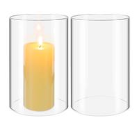 AOKWAWALIY Cubiertas De Vidrio Transparentes para Velas De Pilar 5.90X3.93 Pulgadas Protector contra Viento Y Polvo Juego De 2 para Decoración del Hogar Y Eventos