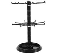 AOKWAWALIY Soporte de exhibición de llavero de 2 niveles, soporte para collares, estante giratorio para joyas, mostrador de joyas de plástico para centros comerciales y tocadores