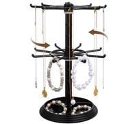 AOKWAWALIY Soporte Exhibición Para Llaveros Soporte Para Collares 2 Niveles Estante Para Collares Exhibición Giratoria Joyería Mostrador Plástico Soporte Para Joyas Para