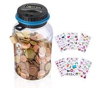 Aokyom Hucha Contador Euros, Originales Huchas Infantiles Electronicas para Niños y Adultos 1.8L Huchas Gigantes con Candado y Lindas Pegatinas Banco de Dinero Seguro
