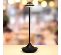 AoLa Lámpara de mesa recargable sin cables LED táctil regulable Luz de mesa recargable por USB-C Lámpara de noche metálica Diseño moderno UFO Lámpara de escritorio portátil,Negro