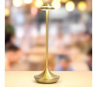 AoLa Lámpara de mesa recargable sin cables LED táctil regulable Luz de mesa recargable por USB-C Lámpara de noche metálica Diseño moderno UFO Lámpara de escritorio portátil,Oro