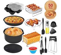 Aolawco 15 accesorios para freidora de aire - 8 pulgadas 4.2L - 6.2L en general adecuado para Cosori Ninja Salter Tefal 4.3L, 4.5L, 4.7L, 5L, 5.2L, 5.5L, Tower 5L, Philips 6.2L antiadherente, sin BPA