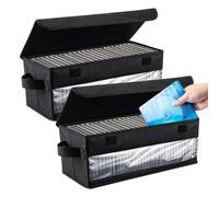 Aolawco Paquete de 2 cajas de almacenamiento de CD con tapa, 14.1 x 6.2 x 5.5 pulgadas, 2 cajas de almacenamiento de CD con capacidad para 35 CD en estuches completos de joyas, 70 CD en fundas