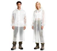 Aolegoo 2 Piezas Chubasqueros Impermeable, Chubasquero Transparentede Portátil Reutilizable con Cubierta Para Senderismo y Ocio al Aire Libre, Unisex (L, Blanco)