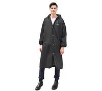 Aolegoo 2 Piezas Chubasqueros Impermeable, Chubasquero Transparentede Portátil Reutilizable con Cubierta Para Senderismo y Ocio al Aire Libre, Unisex (L, Negro)