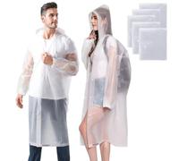 Aolegoo 5 Piezas Chubasqueros Impermeable, Chubasquero Transparentede Reutilizable con Cubierta Para Senderismo y Ocio al Aire Libre, Unisex (Blanco)