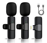 Aolemoa Micrófono inalámbrico para iPhone iPad, micrófono Lavalier inalámbrico, mini micrófonos de clip para grabación de video, transmisión en vivo, entrevista, Tiktok, Vlog, Podcast, YouTube,