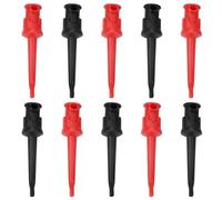 Aolidsive 10 Pinzas de Plomo para Multímetro P5002, Sonda de Cobre Chapada en Oro con Puerto de Soldadura para Soldadura de Cable SMT SMD IC D20, Reparación de Teléfonos Móviles (Cinco negras y