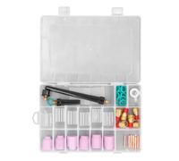 Aolidsive 40 Piezas Consumibles de Soldadura, Boquillas de Cerámica Copas de Vidrio Tapas Traseras Clips de Electrodo Cortos Juntas Tóricas con Cubierta Frontal de PTFE para Antorcha TIG