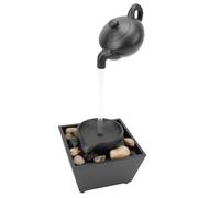 Aolidsive Adorno de Fuente de Agua de Tetera Flotante, Fuente Interior de Escritorio con Luces LED y Decoración de Guijarros, para Decoración de Dormitorio de Oficina en Casa