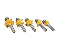 Aolidsive Broca Enrutadora de 5 Piezas, Juego de Puntas de Esquina Redondas de Aleación YG8, Vástago de 8 Mm Resistente Al óxido para Proyectos de Carpintería