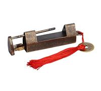 Aolidsive Candado Chino Antiguo, Cerradura Vintage de Latón, Diseño único para Caja y Gabinete con Llave, Perfecto para Coleccionables