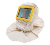 Aolidsive Casco de Chorro de con Chal, Protección de Vidrio de Doble Capa, Material ABS Resistente para Operadores de Pintura en Aerosol con Chorro de