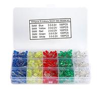 Aolidsive Diodos de Luz LED Kit de Diodos LED de Hierro 500 Piezas 5 Mm Colores Surtidos 20 MA 2 Pines para Decoración de Bricolaje Experimentos Escolares Indicadores de Señal y Proyectos Electrónicos