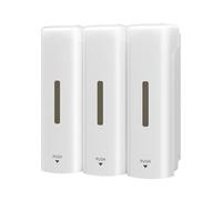 Aolidsive Dispensador de Manual de 3 Cámaras con Bomba Doble a Prueba de Fugas para Montaje en Pared y Uso de Escritorio en Hogares y Hoteles - Material ABS, 3 X 350 Ml (White)
