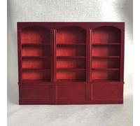 Aolidsive Estantería para Casa de Muñecas, Minimuebles de Madera para Librería, Vitrina de 4 Pisos para Habitación de Niños (Rojo marrón)