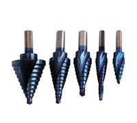 Aolidsive Juego de Brocas Escalonadas de 5 Piezas, Acero de Alta Velocidad 4241 con Revestimiento de Ti, Multifuncional para Desbarbar y Biselar, Ideal para Hierro y Aluminio