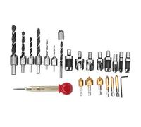 Aolidsive Juego de Cortadores de Perforación para Madera, Acero de Alta Velocidad, 23 Piezas con Brocas Avellanadoras de 6 Flautas para Proyectos de Carpintería