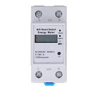 Aolidsive Medidor de Energía Inteligente WiFi, Carril DIN 2P App Control | Monitor de consumo de energía doméstico con pantalla LCD, 2 polos AC90-250V 6VA en espera, carcasa retardante de llama para
