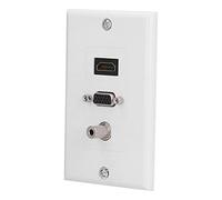 Aolidsive Toma de Pared de Audio y Vídeo Panel de Vídeo Compuesto ABS Puerto Multimedia de 70 Mm X 115 Mm para Cine en Casa Placa de Pared de Oficina con Transmisión de Señal VGA DC3.5F