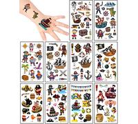 Aoligei 20 Hojas De Tatuajes Temporales NiñOs, TemáTica Pirata Tatoos Infantiles Impermeable Respetuoso Con La Piel, Tatuajes Regalos De CumpleañOs, Festivales, Suministros Para Fiestas