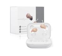 AOLIGI Audífonos OTC - Audífonos de reducción de ruido para personas mayores, 5 niveles de volumen con sonido claro cómodo, diseño intraural invisible, batería de 80 horas con funda de carga portátil