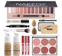 AOLIKOKO Set de maquillaje profesional para mujer en 12 colores: sombras de ojos, base, lápiz labial, pinceles y delineador de ojos