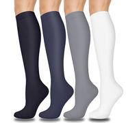 Aoliks 4 pares de calcetines de compresión de cobre para mujeres y hombres, circulación de 15-20 mmHg, el mejor apoyo para enfermeras corriendo