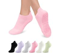 Aoliks 6 pares de calcetines de pilates para mujer, antideslizantes, para yoga, atléticos, para barra, ballet, entrenamiento descalzo, hospital
