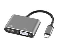 Aolirot Adaptador USB C a HDMI VGA, USB C a HDMI y VGA Adaptador convertidor USB Tipo C a VGA 4K HDMI 1080P para MacBook Pro 2019/2018/2017/MacBook Air 2018 etc