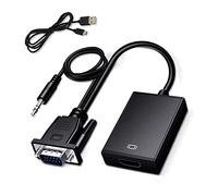 Aolirot Adaptador VGA a HDMI con Cable de Audio de 3,5 mm y Cable USB de alimentación Convertidor VGA Macho a HDMI Hembra para PC, Portátiles, Proyector HDTV