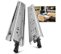 AOLISHENG Guias Correderas Para Cajones Con Freno 400mm Rieles Para Cajones Extensión Completa 68 KG Capacidad Carga Guías Laterales Para Cajones Con Rodamiento de Bolas 1 par (2 piezas)