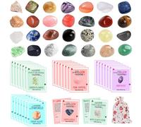 AOLIUP Tarjetas del día de San Valentín para la escuela de niños, paquete de 28 tarjetas del día de San Valentín, piedras preciosas, minerales, a granel para niños y niñas, regalos de intercambio de