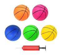 AolKee 5 mini pelotas de baloncesto de PVC duradero, diámetro de 15 cm (15 cm) para niños con bomba para jugar en interiores y exteriores, fiestas en la piscina (rosa, amarillo, verde, azul, naranja)