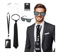 AolKee Disfraz de agente secreto para niños, accesorios de disfraz negro con lentes de sol negros, corbata, accesorios de disfraz de agente, accesorios de fiesta de cosplay para hombres, mujeres y