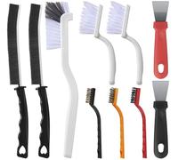 AOLLEN 10 Piezas Cepillos Limpieza Hogar, Cepillos de Limpieza Hogar Estufas, Cepillo de Limpieza de Huecos, Cepillo Cerdas Duras, Cepillo para Limpia Juntas, Raspador, para Cocina Baño Ventanas