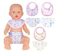 Aolso Accesorios para Muñecas,Juego de Baberos y Pañales para Muñecas,Accesorios para 12-16" Muñecos,Juego de Alimentación para Muñecas,Pañales Autoadhesivos para Muñecas,Juguetes de rol para Niños